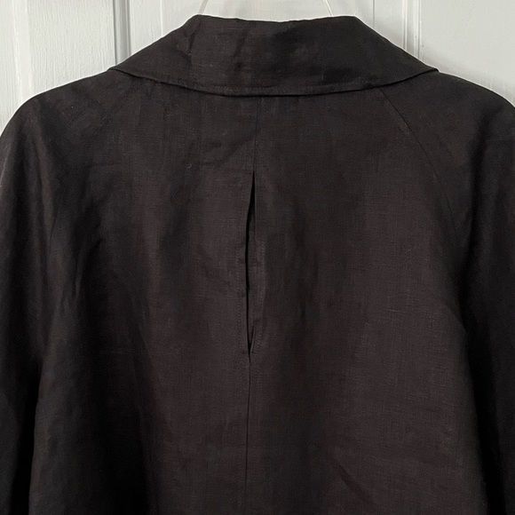 Sandro 100% Linen Black Double Breasted Swing Jacket Blazer 3/4 Sleeves Size XL - Picture 6 of 13